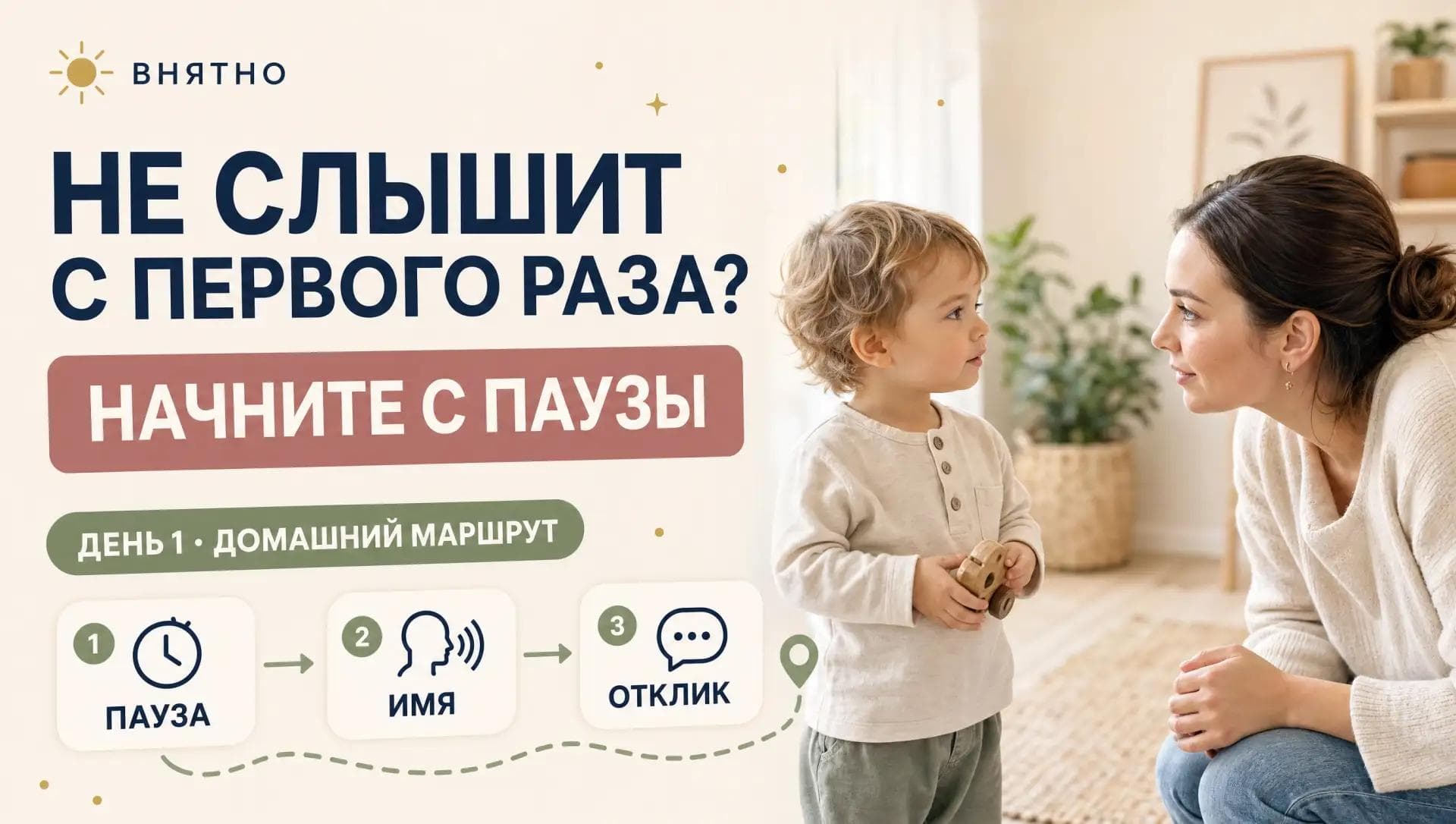 Мама разговаривает с ребёнком на уровне его глаз